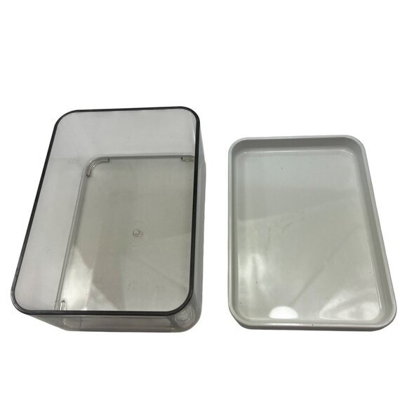 Set Of 4 Stackable Clear Plastic Food Storage Containers With White Lids C155 - Picture 6 of 6